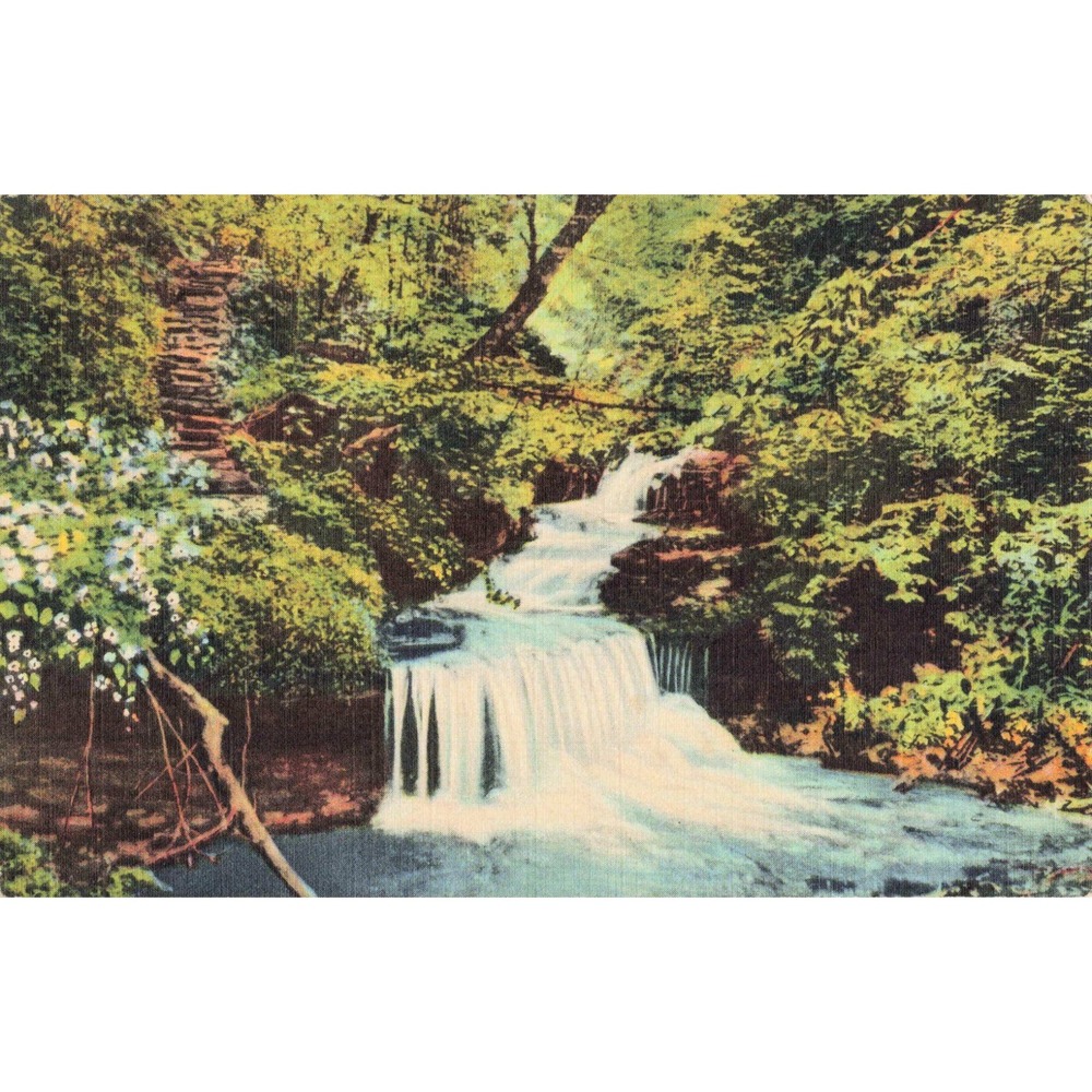 Vintage 1935 Pennsylvania Waterfall Linen Postcard C.T. Art-Colortone Wind Gap - Picture 1 of 2